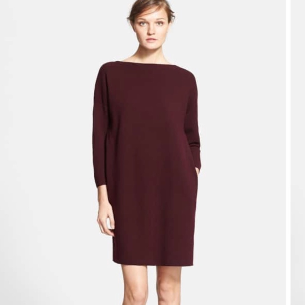 • Vince • Mixed Media Sweater Dress Maroon XS